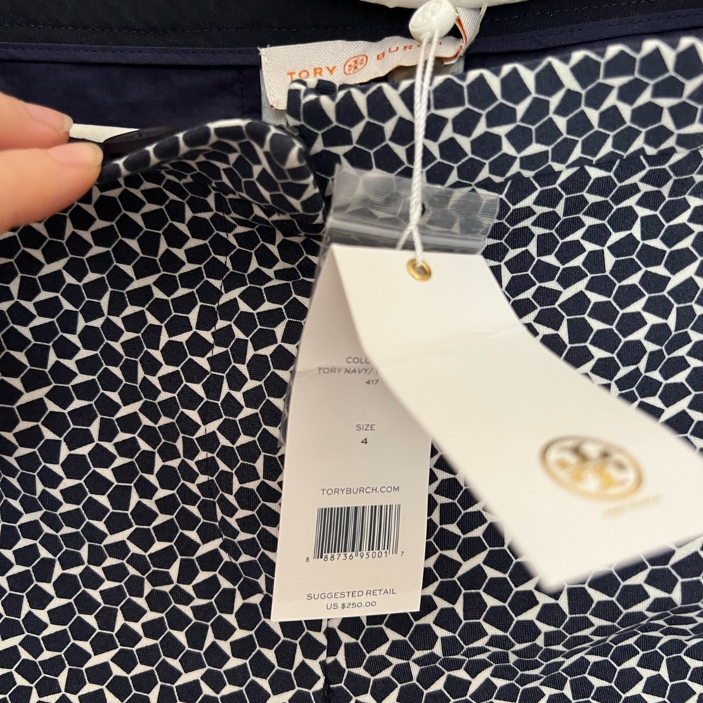 Tory Burch Navy and White Geometric pants